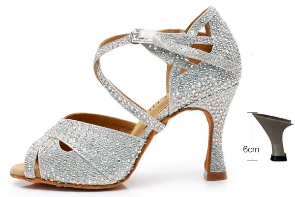 #B0033 Latin Ballroom Salsa Glitter Dance Shoes