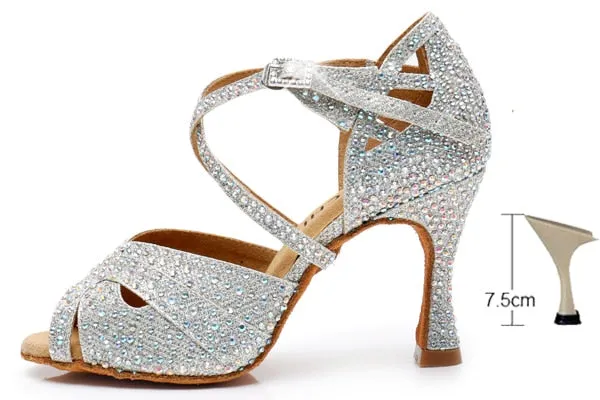 #B0033 Latin Ballroom Salsa Glitter Dance Shoes