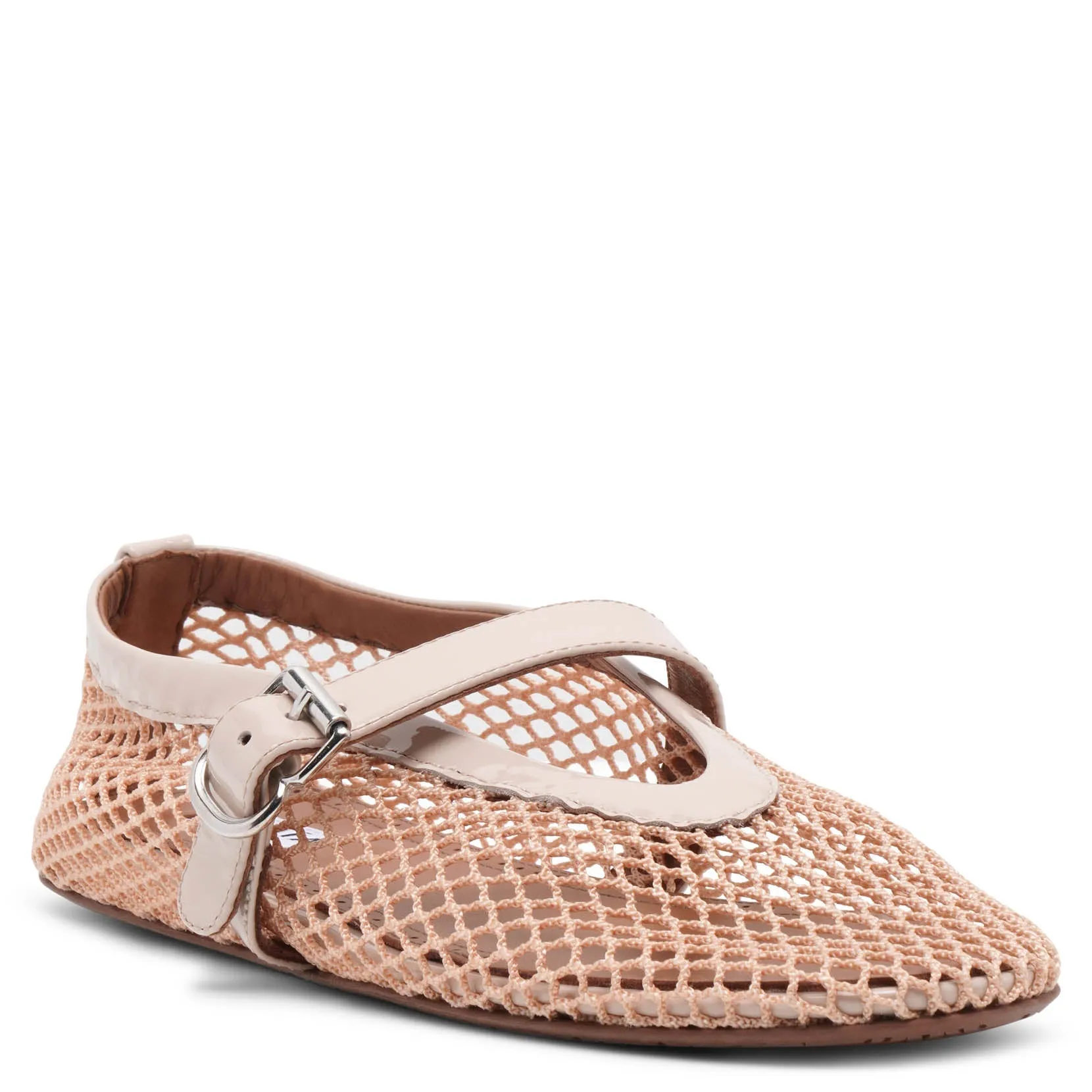Beige mesh ballet flats