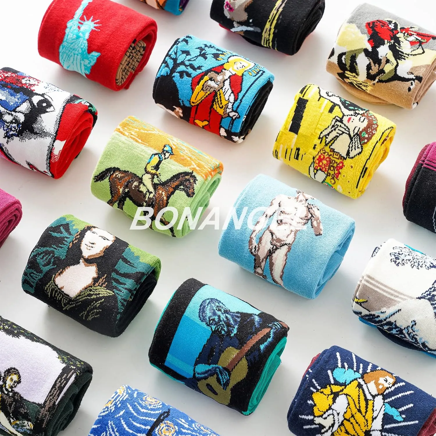 BONANGEL Mens Dress Socks Fun Funny Colorful Crazy Crew Dress Socks For Men 8-12