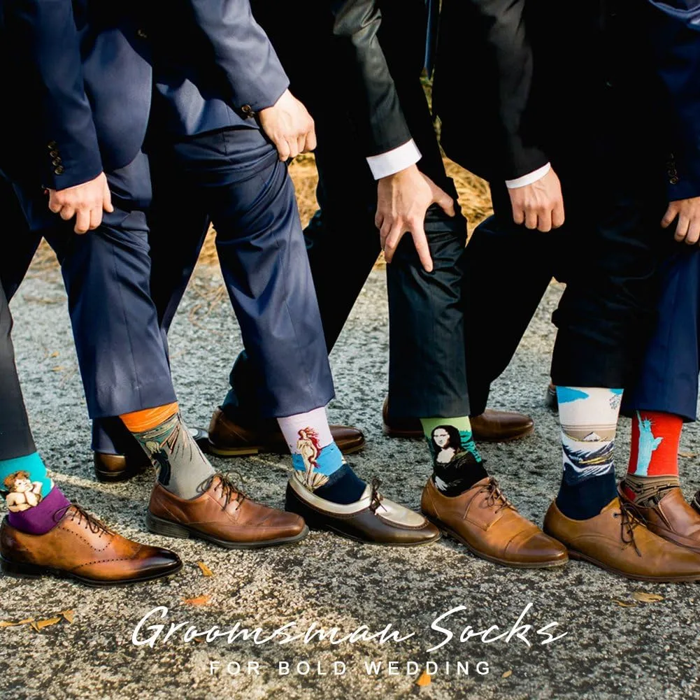 BONANGEL Mens Dress Socks Fun Funny Colorful Crazy Crew Dress Socks For Men 8-12