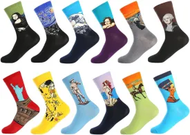BONANGEL Mens Dress Socks Fun Funny Colorful Crazy Crew Dress Socks For Men 8-12