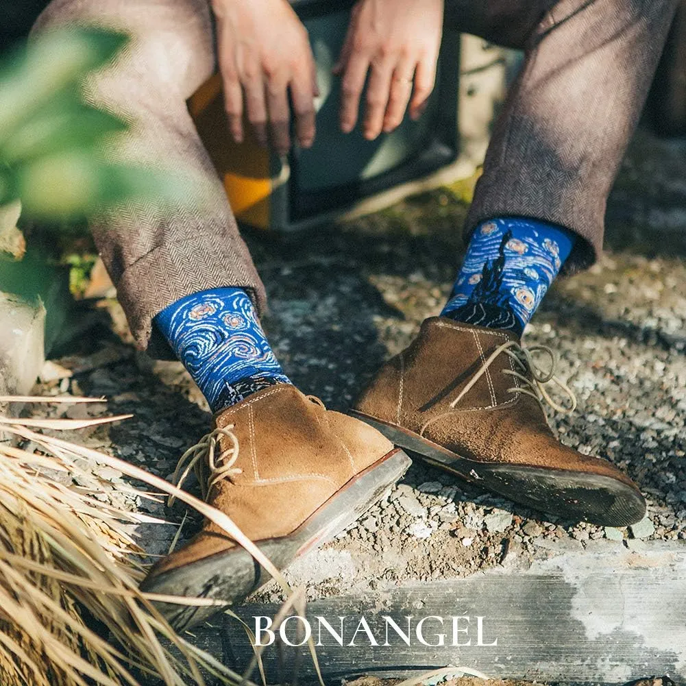 BONANGEL Mens Dress Socks Fun Funny Colorful Crazy Crew Dress Socks For Men 8-12