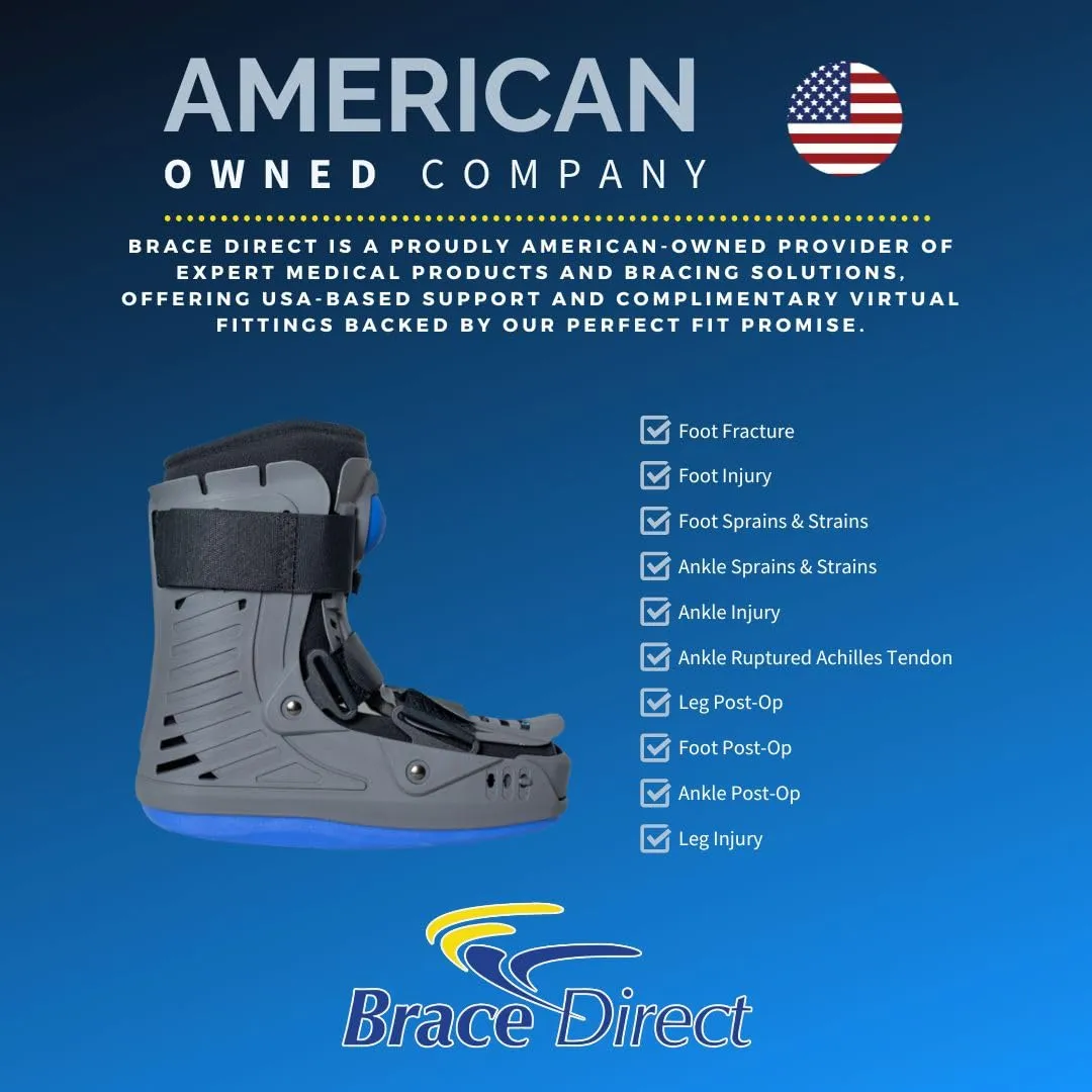 Brace Direct Lightweight Full Shell Walking Boot with Air Pump  Short Orthopedic Support for Foot & Ankle Fractures, Sprains, Achilles Tendonitis, Large (US Shoe Men 10.5-12 / Women 11.5-13.5)