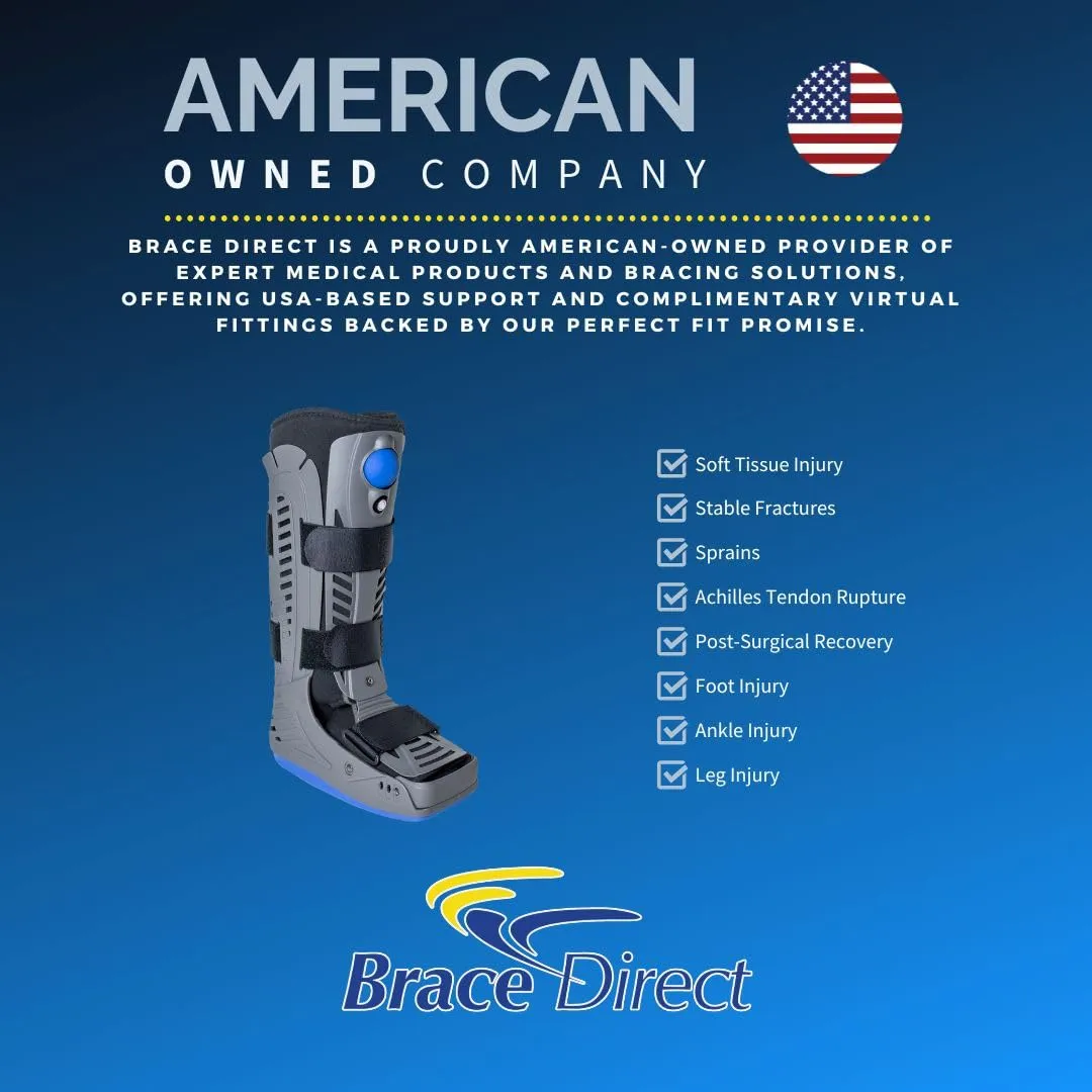 Brace Direct Lightweight Full Shell Walking Boot with Air Pump  Tall Orthopedic Support for Foot & Ankle Fractures, Sprains, Achilles Tendonitis, Medium (US Shoe Men 7.5-10 / Women 8.5-11.5)
