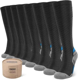 Compression Socks for Men & Women (2/4/6 Pairs) 20-30 mmHg Graduated Compression Knee High for Running, Athletic