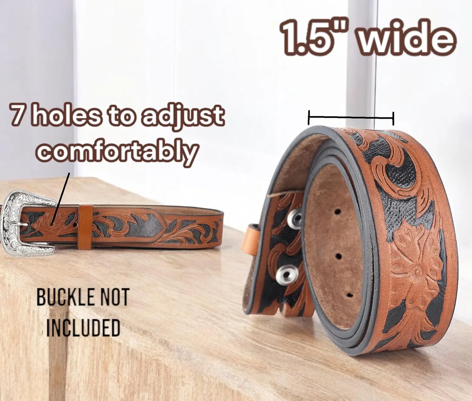 F&L CLASSIC Western Belt without buckle for men ?C Full Grain Leather Cowboy Belts for jeans - One Piece Leather strap belt