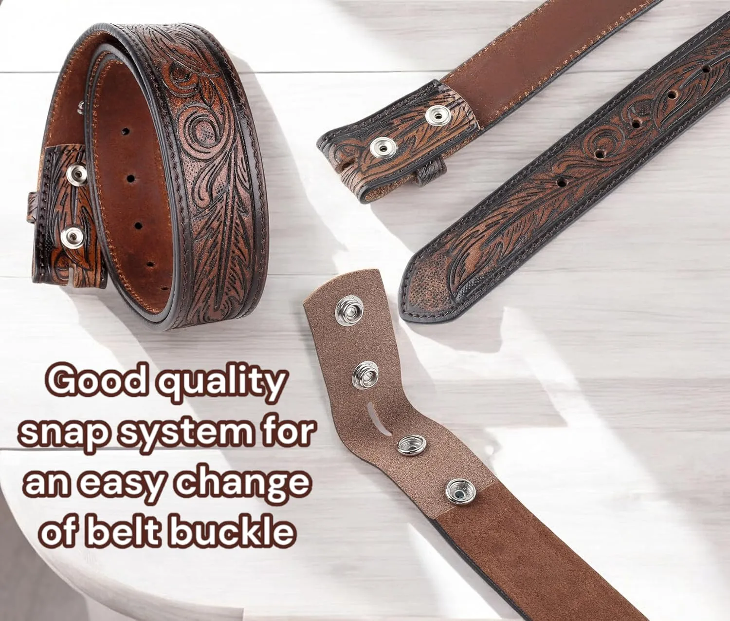 F&L CLASSIC Western Belt without buckle for men ?C Full Grain Leather Cowboy Belts for jeans - One Piece Leather strap belt