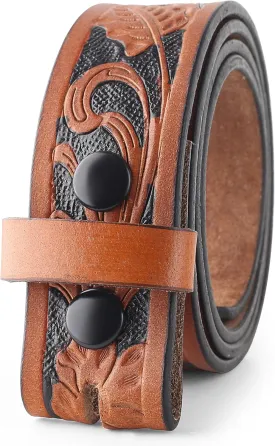 F&L CLASSIC Western Belt without buckle for men ?C Full Grain Leather Cowboy Belts for jeans - One Piece Leather strap belt