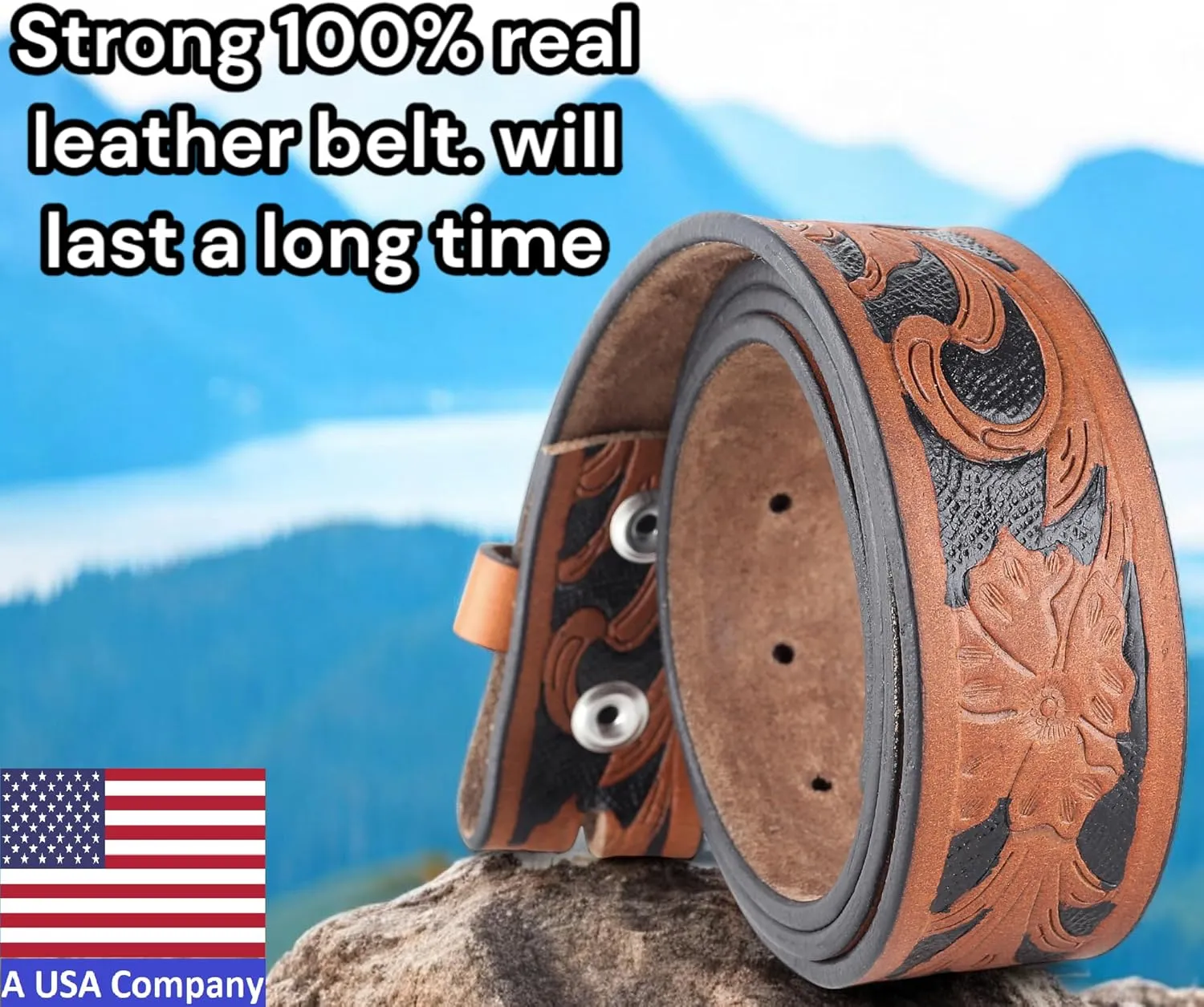 F&L CLASSIC Western Belt without buckle for men ?C Full Grain Leather Cowboy Belts for jeans - One Piece Leather strap belt