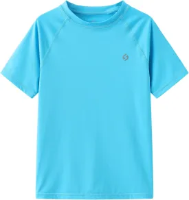 HODOSPORTS Boys UPF 50  Rash Guard Swim Shirts Short Sleeve Quick Dry UV Protection Sun Shirt