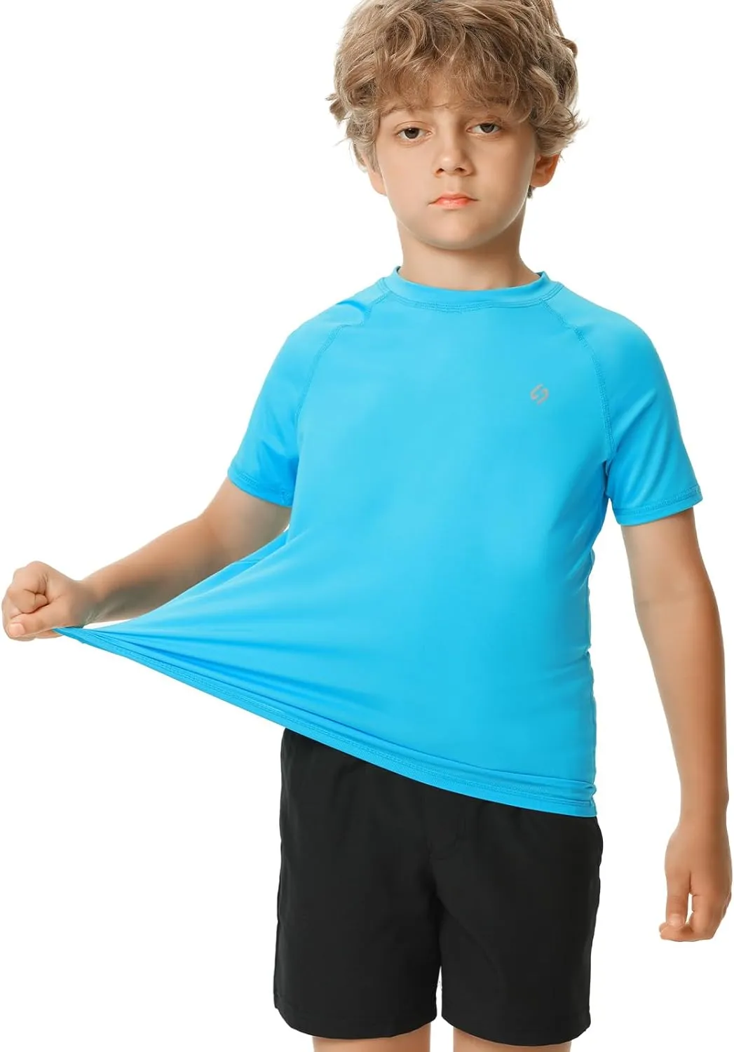 HODOSPORTS Boys UPF 50  Rash Guard Swim Shirts Short Sleeve Quick Dry UV Protection Sun Shirt