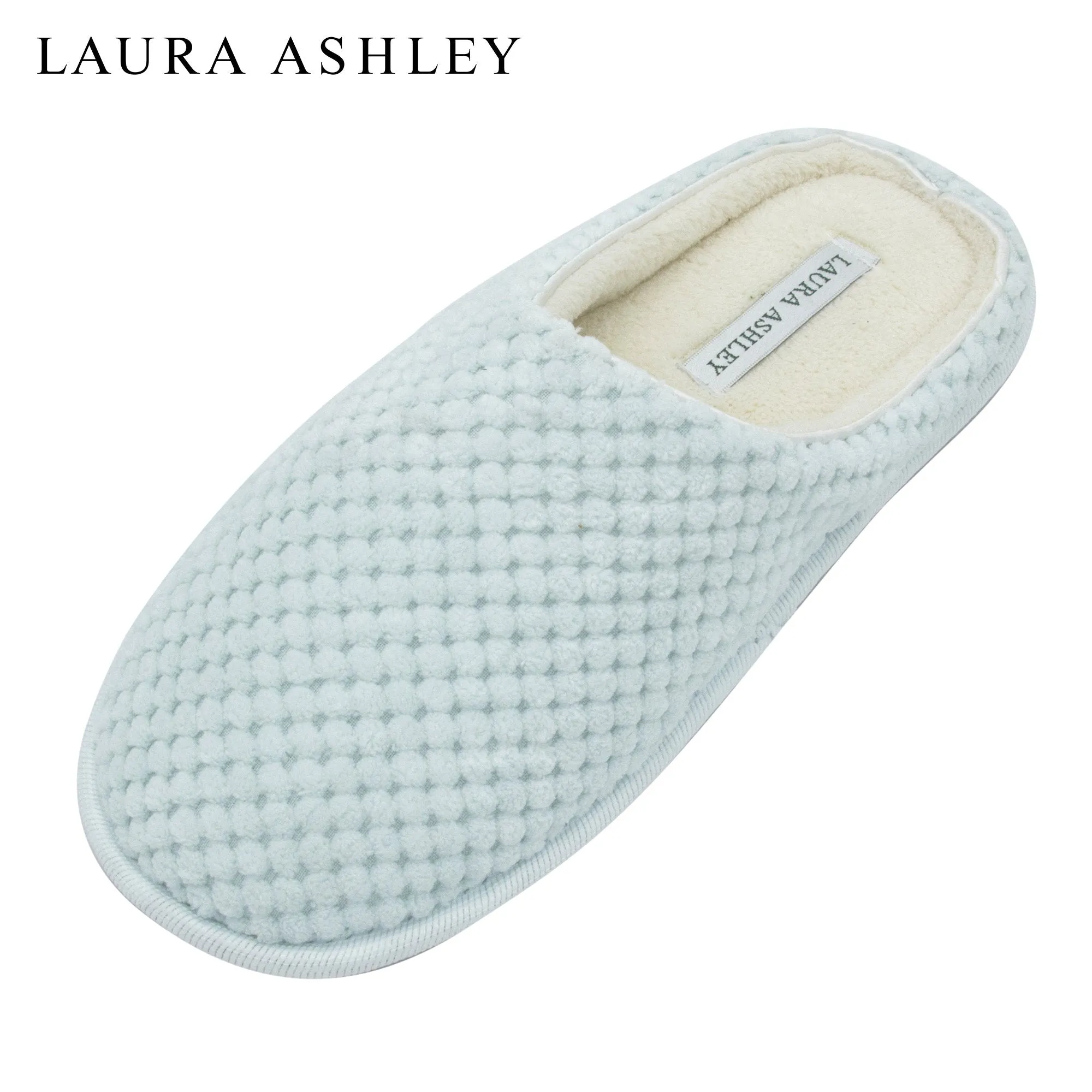 Laura Ashley Ladies Clog Style Spa Slippers with Memory Foam Insole in Sour Apple Green, Size M