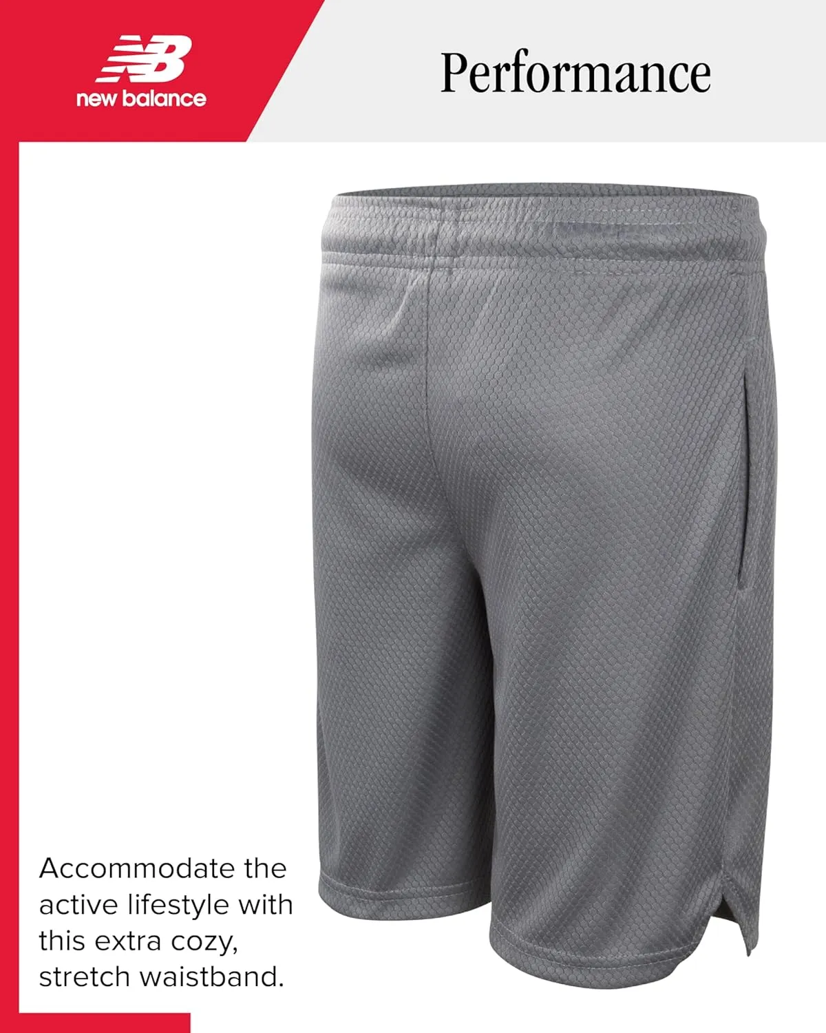 New Balance Boys' Active Shorts - Performance Gym Shorts with Pockets - Kids' Mesh Athletic Shorts for Boys' (Size: 4-20)