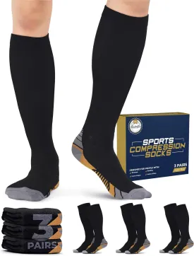 Pembrook 3 Pairs Compression Socks 20-30 mmHg - Compression Socks for Women and Men | Running, Athletic, Travel, Nurses