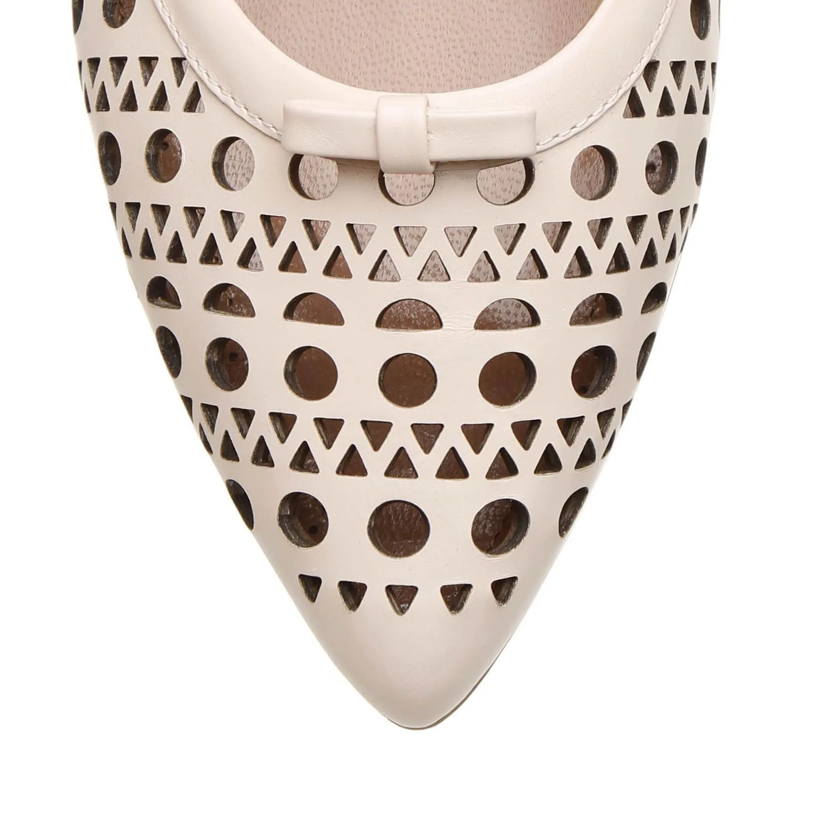 Pointed blush leather ballet flats