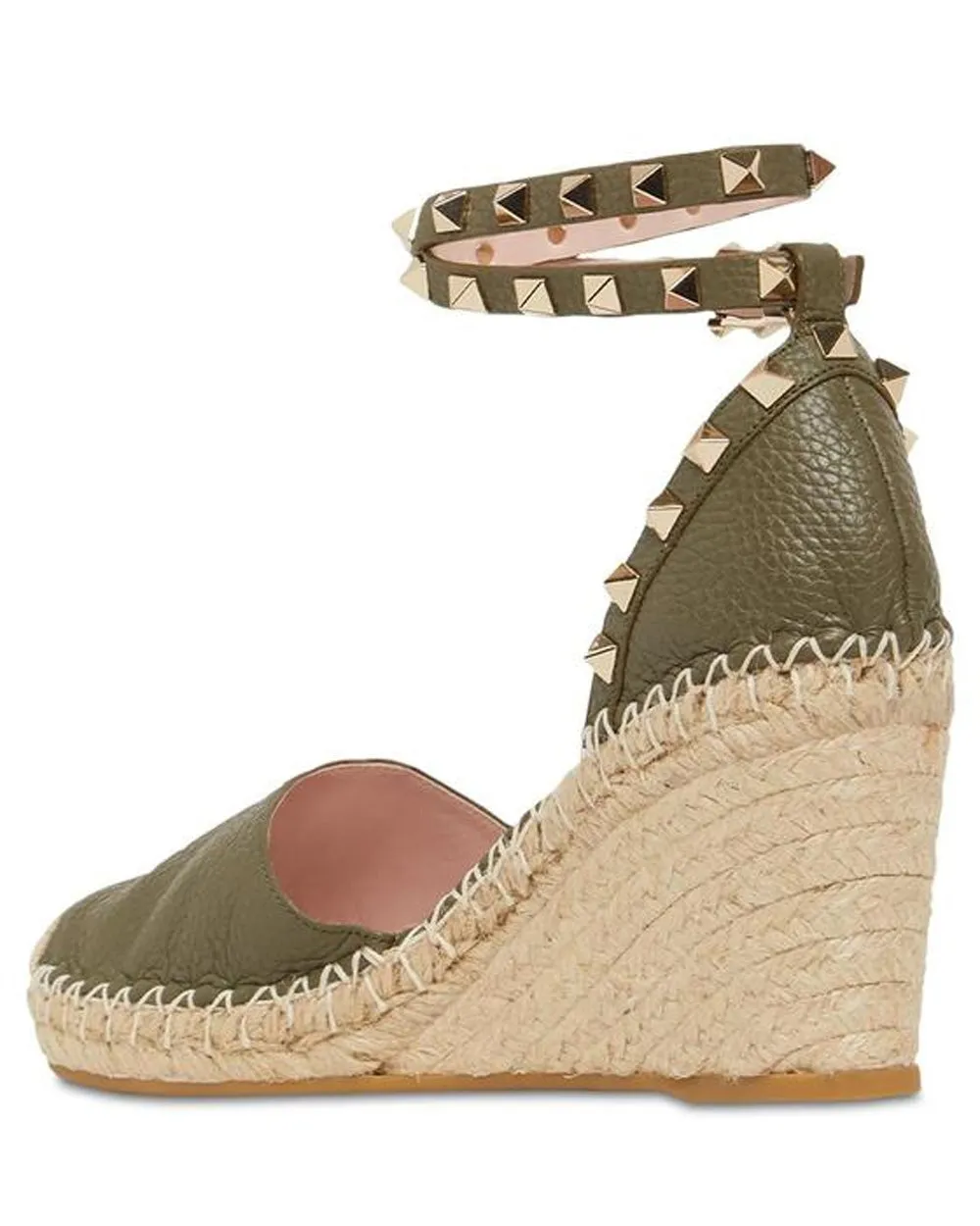 Rockstud Wedge Espadrille in Green