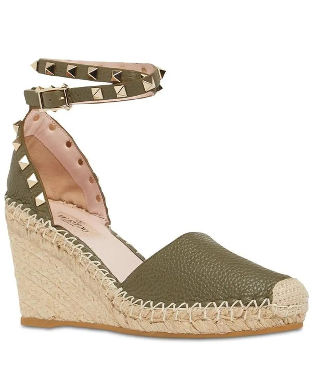 Rockstud Wedge Espadrille in Green