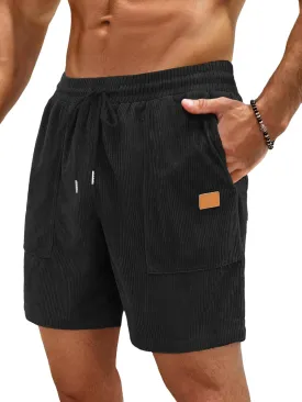 Sailwind Men's Casual Corduroy Shorts Lightweight Elastic Waist Drawstring Summer Beach Shorts