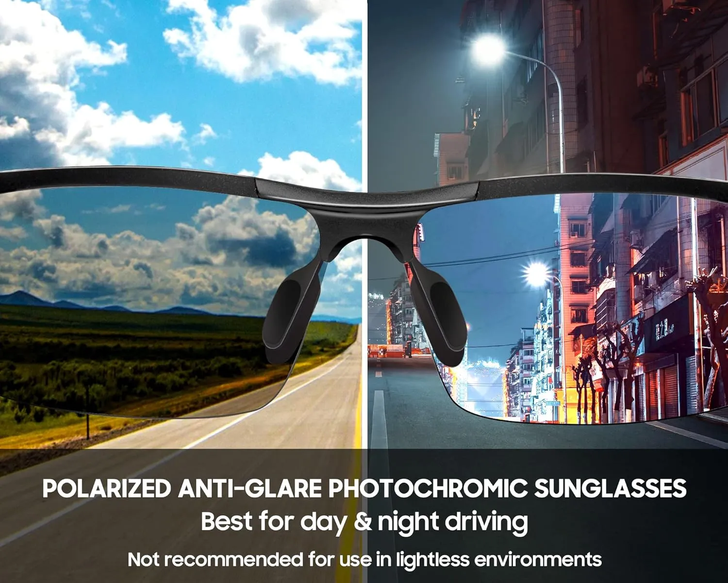 TJUTR Mens Photochromic Sunglasses Day & Night Driving Z87 Sun Glasses Polarized UV400 Protection Safety Glasses