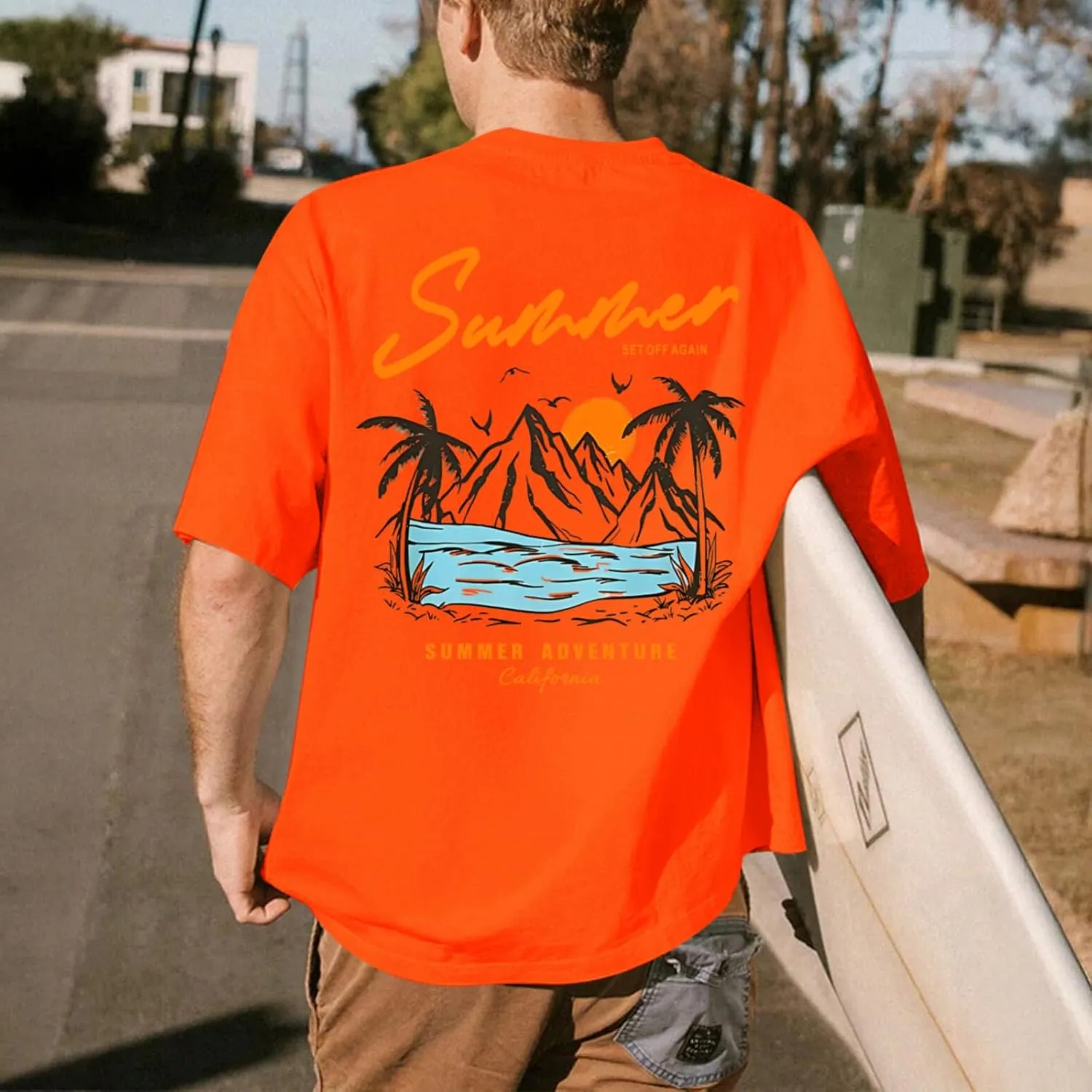 Tuislay Mens Graphic t-Shirts Casual Oversized Letter Print Beach Shirts Baggy Cotton Short Sleeve Tshirt Summer tee Top